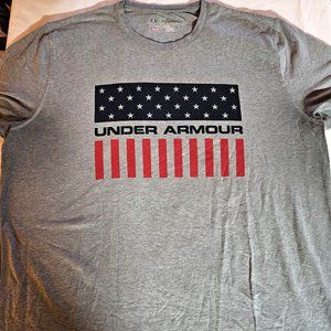 Under Armour Grey American Flag Shirt L